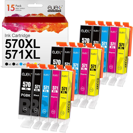 Ejet - Compatible Ink Cartridge Replacement For Canon Pgi-570Xl Cli-571Xl