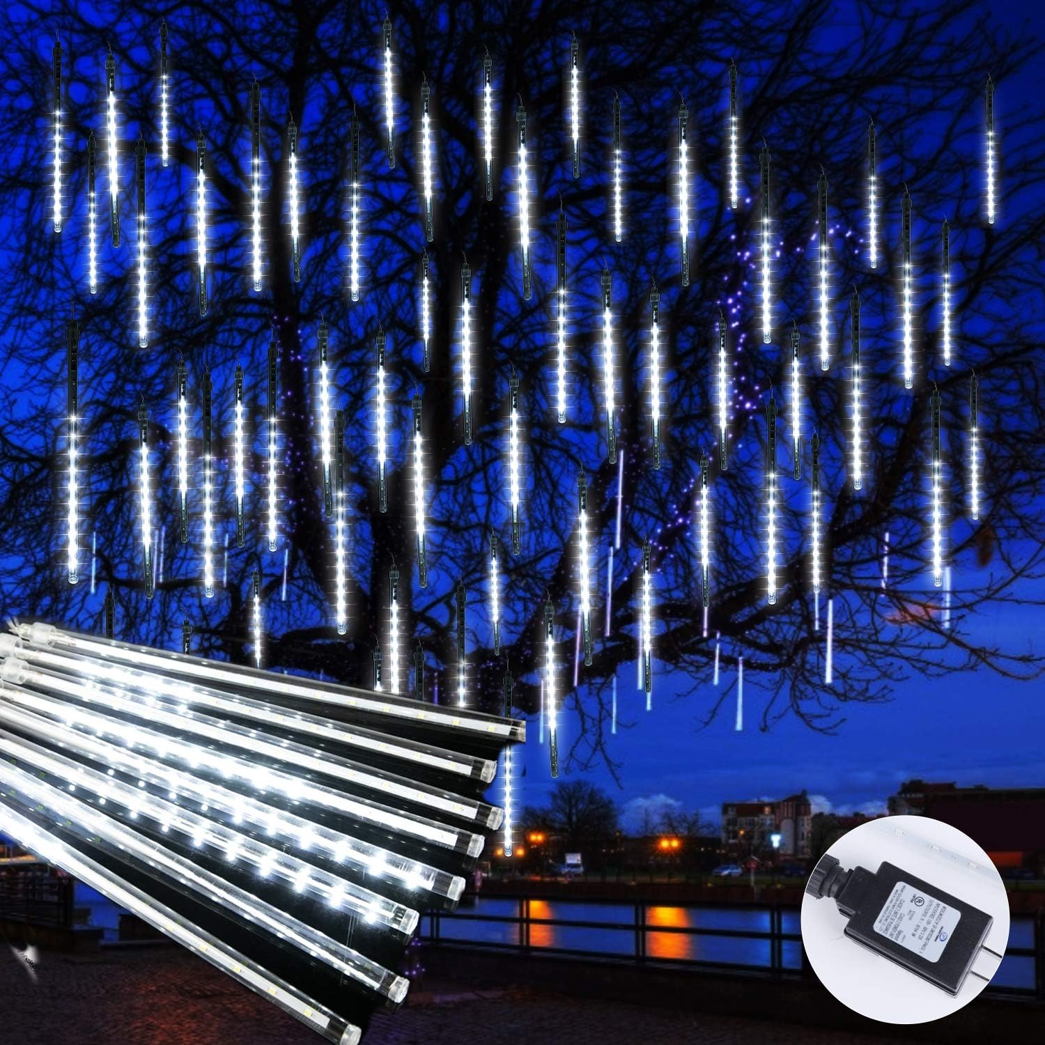 Meteor Shower Lights - 11.8" 8 Tubes 192 LED Snowfall Lights, Waterproof Christmas Lights