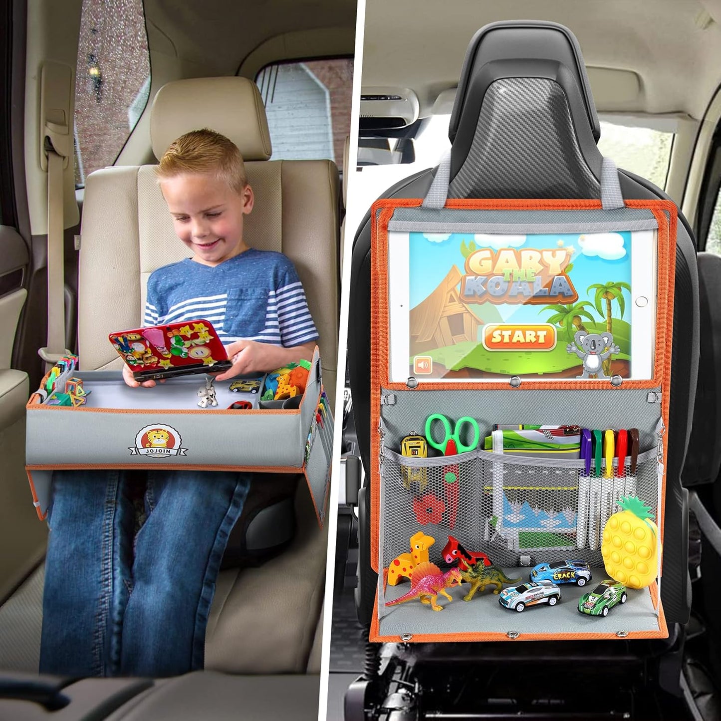 Jojoin - Kids Travel Tray & Car Organizer With Drawing Paper & Pens