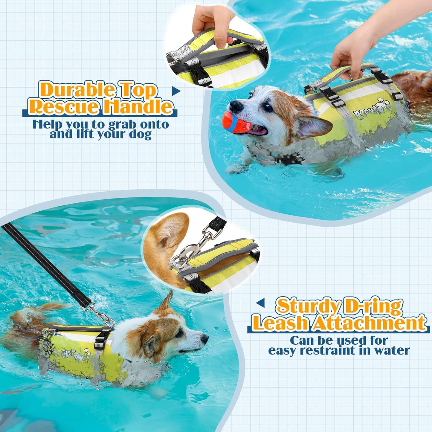 Pecute - Dog Life Jacket With High Buoyancy And Lift Handle, L