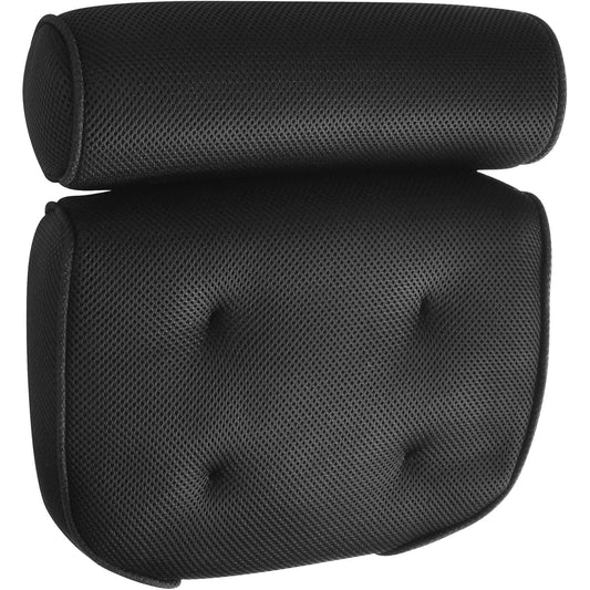 Alink - 3D Mesh Bath Pillow With 4 Suction Cups, Head, Neck, Back Support - Black