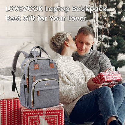 Lovevook - Laptop Backpack For Women & Men, Unisex Travel Anti-Theft Bag, 17 Inch, Grey