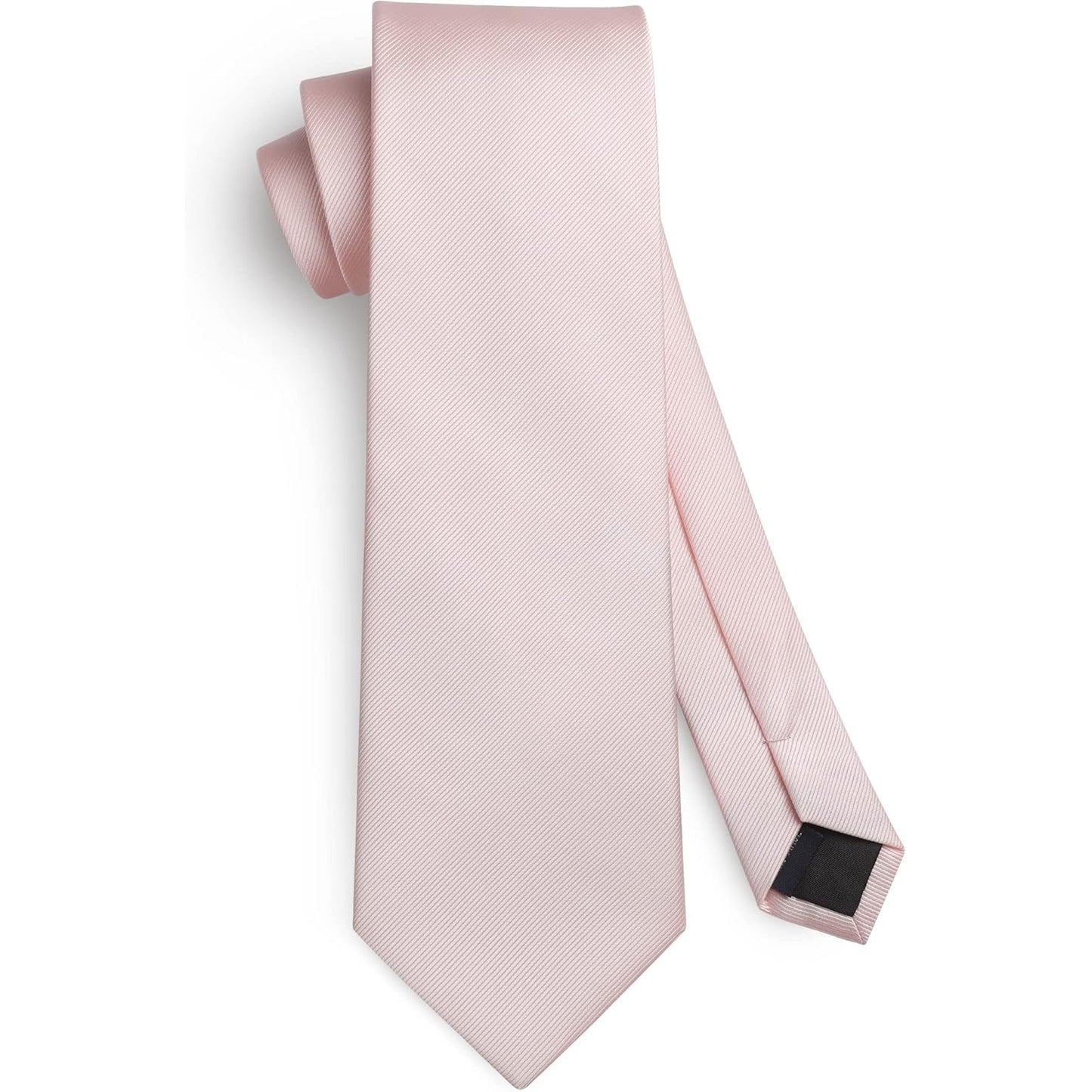 Hisdern - Solid Color Wedding Tie & Pocket Square Set With Tie Clip