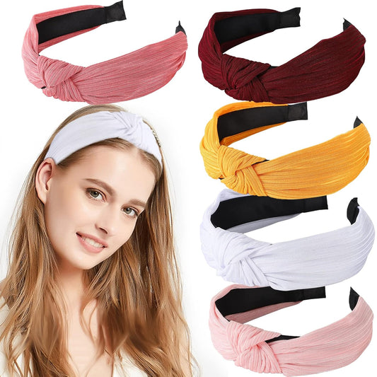 Lovnfc - Women's Knotted Headbands, 5-Pack, No Slip, Mixed Colors