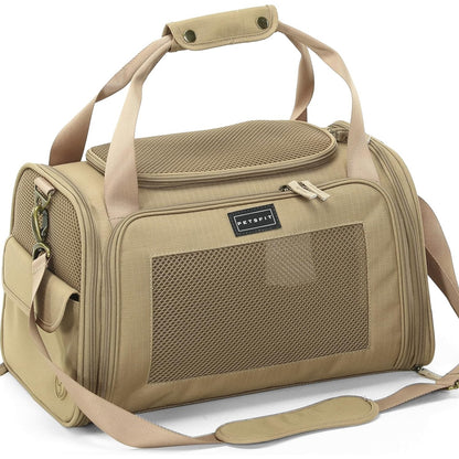 Petsfit - Airline Approved Cat & Dog Carrier, Lightweight, Soft-Sided, Khaki