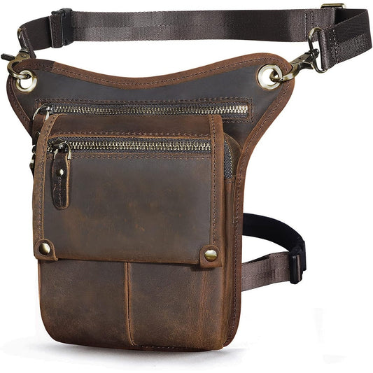 Le'Aokuu - Men's Genuine Leather Travel Waist Bag