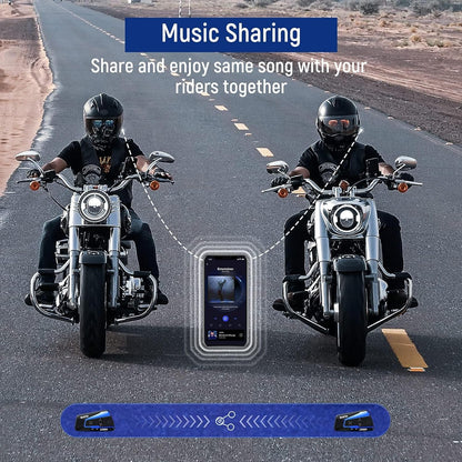 Lexin - B4Fm Motorcycle Bluetooth Headset, 10 Riders Intercom, 2 Pack