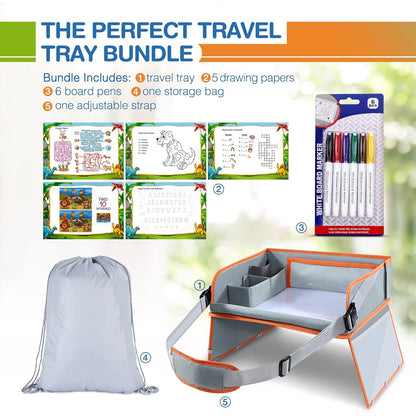 Jojoin - Kids Travel Tray & Car Organizer With Drawing Paper & Pens