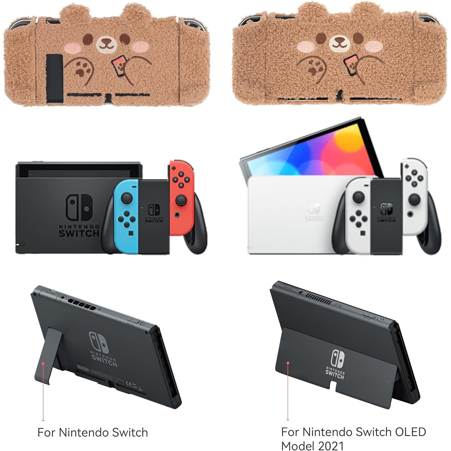 Geekshare - Cute Plush Protective Case For Nintendo Switch - Plush Bear