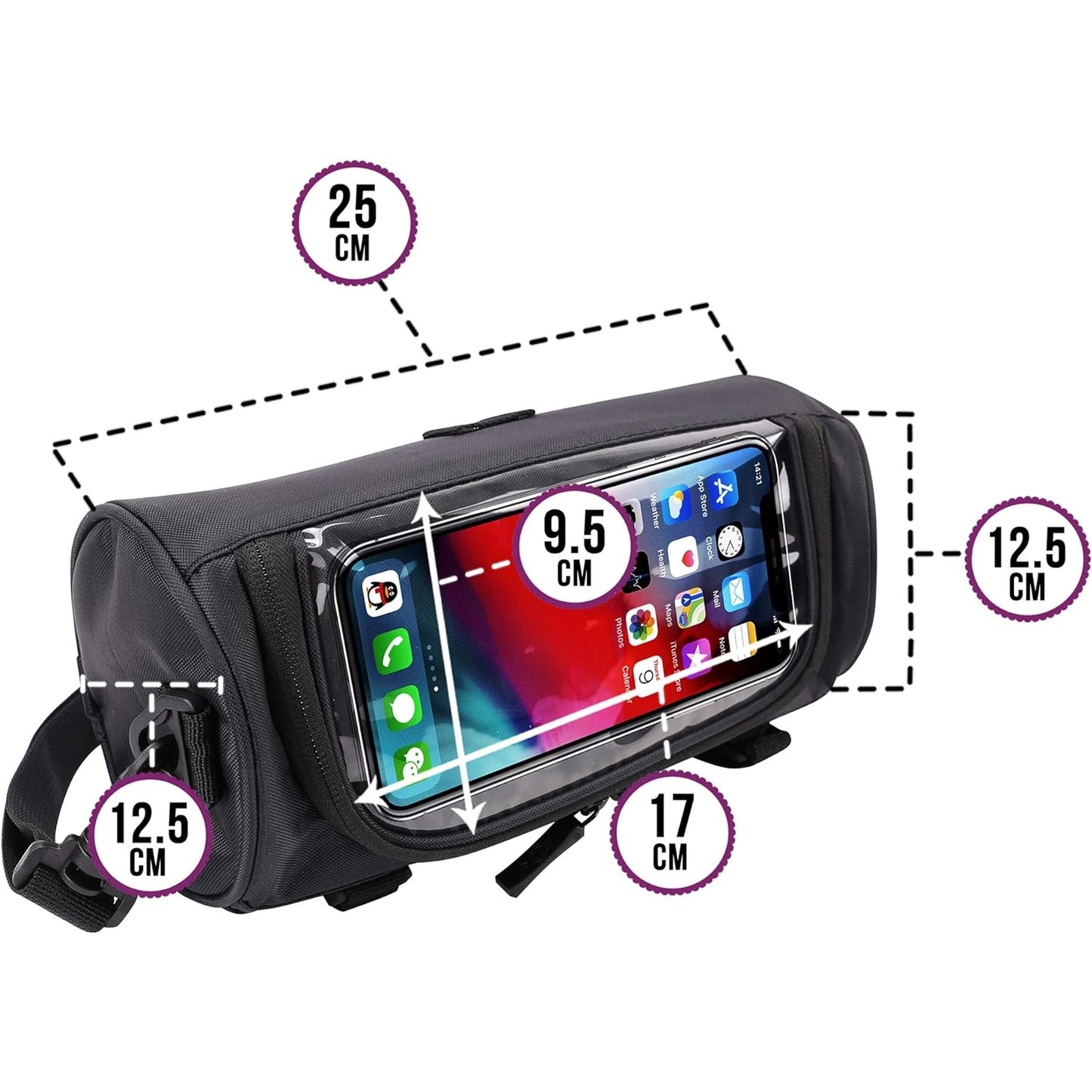 Btr - Handlebar Bike Bag With Smartphone Holder, Black