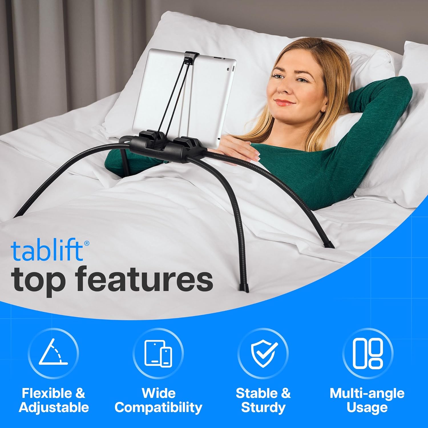 Nbryte - Flexible Universal iPad/Tablet Holder for Bed or Table