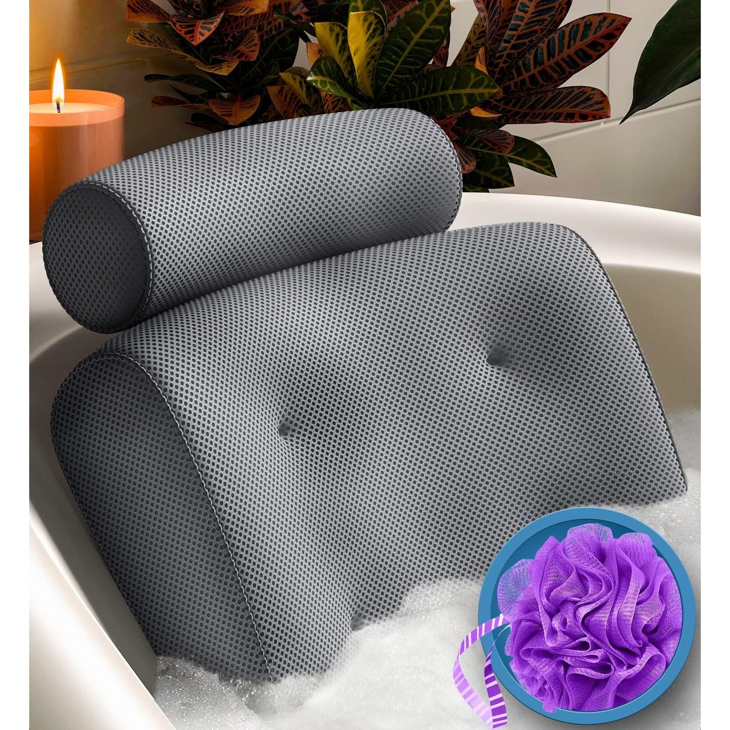 Everlasting Comfort - Luxury Bath Pillow With Head, Neck, Back Support