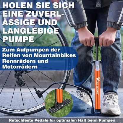 Fahrradpumpe - Luftpumpe Für Alle Ventile, 11 Bar/160 Psi Standpumpe