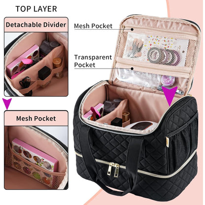 Dongguanshiluxinshenghuoyongpinyouxiangongsi - Nail Polish Organizer Bag for Lamp & 40 Bottles, Black