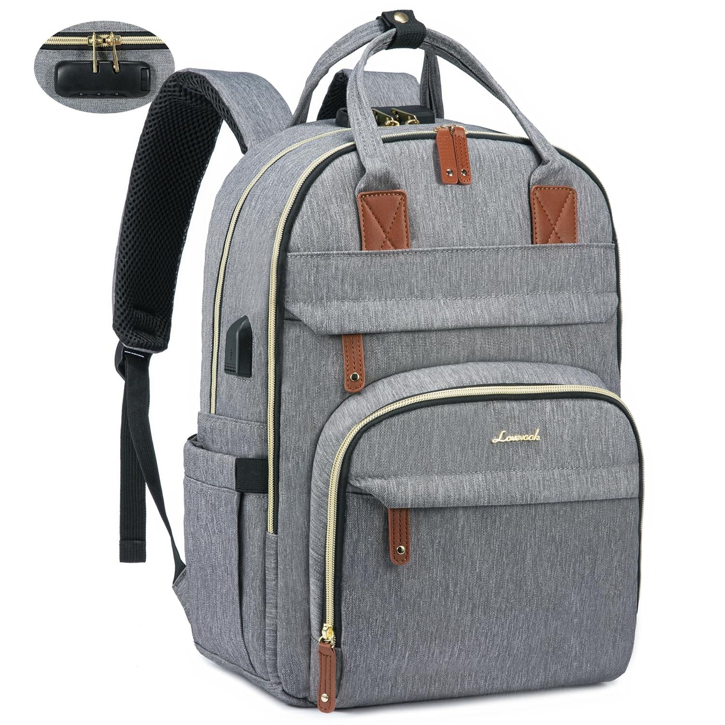 Lovevook - Laptop Backpack For Women & Men, Unisex Travel Anti-Theft Bag, 17 Inch, Grey