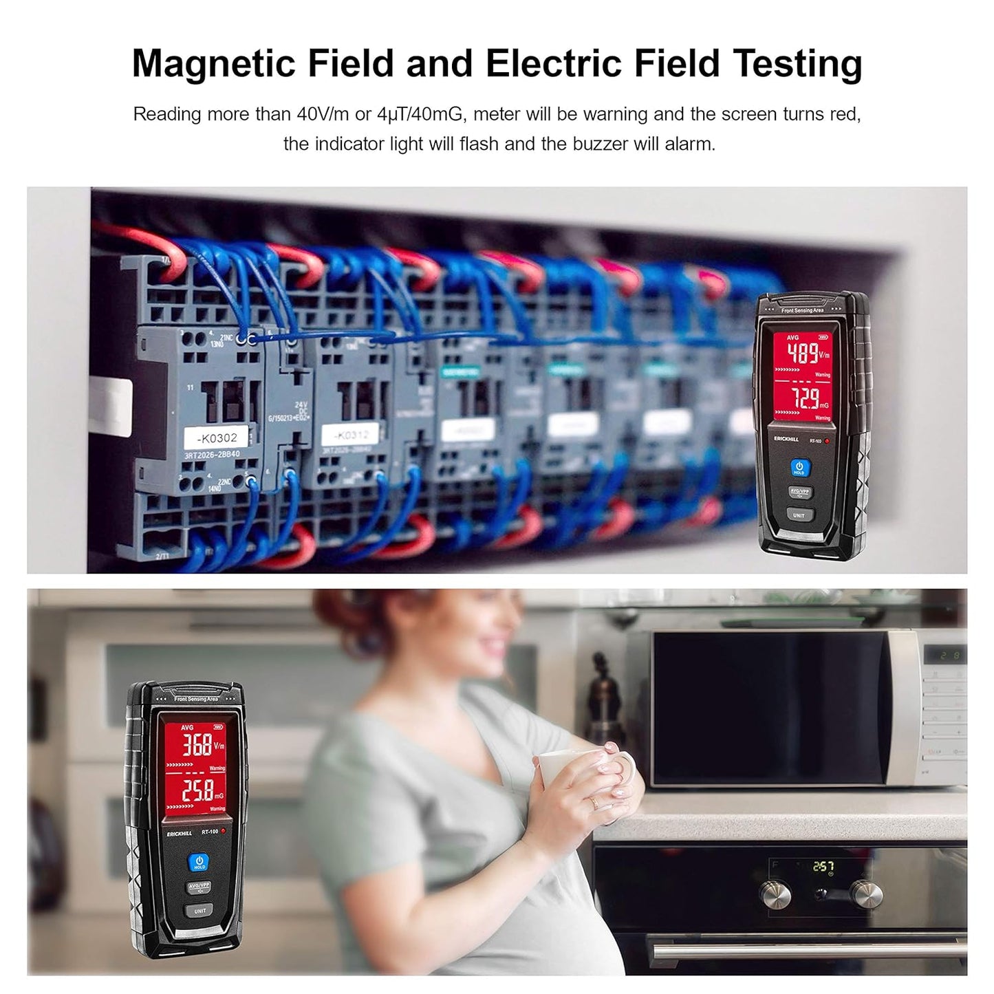 Erickhill - Rechargeable Digital EMF Meter for Home, Office, and Ghost Hunting