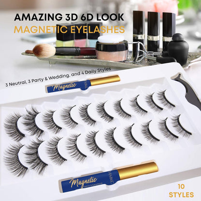 Shanghai Delight&Crown Co.,Ltd. - 10 Pairs 3D 6D Magnetic Eyelashes Kit With Eyeliner