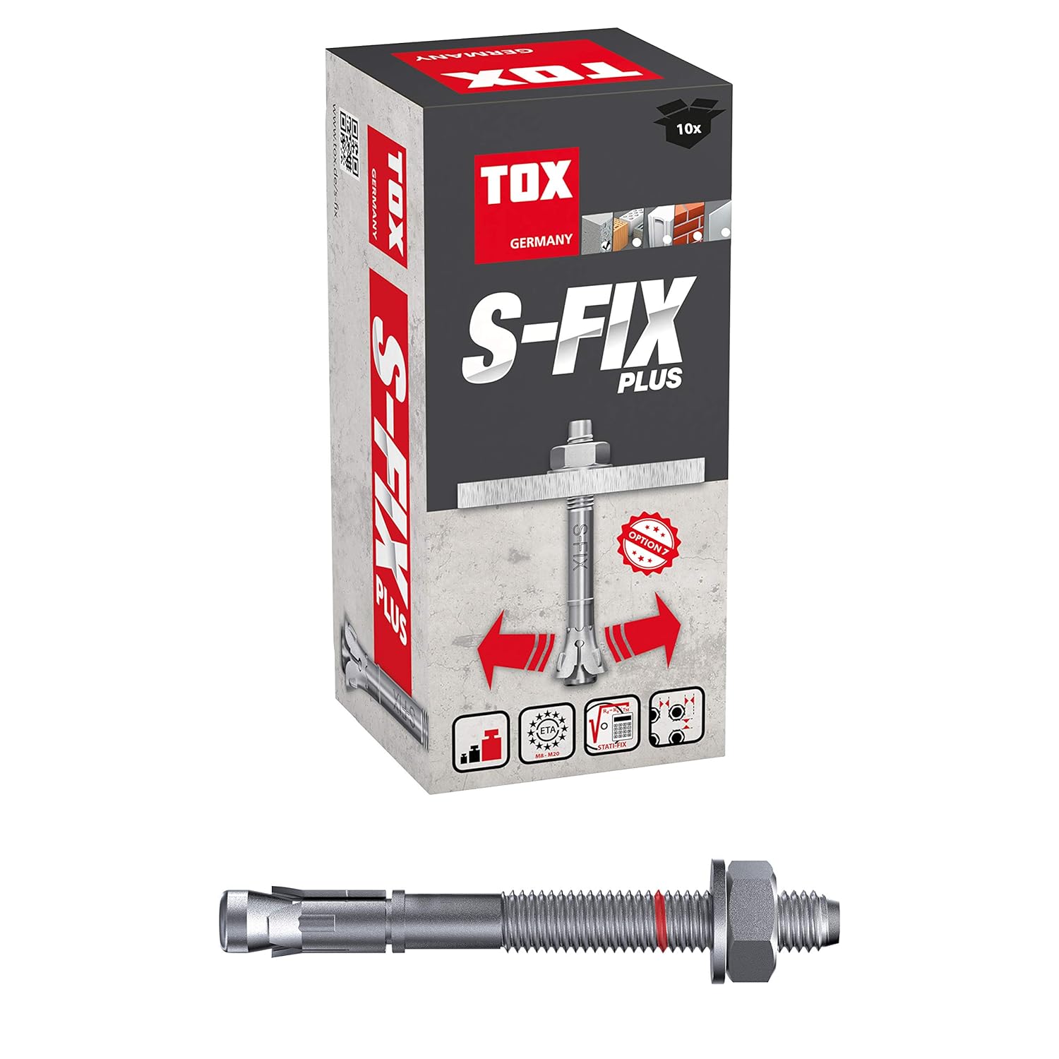 Tox - Bolt Anchor S-Fix Plus M16 X 195 Mm, 10 Pieces