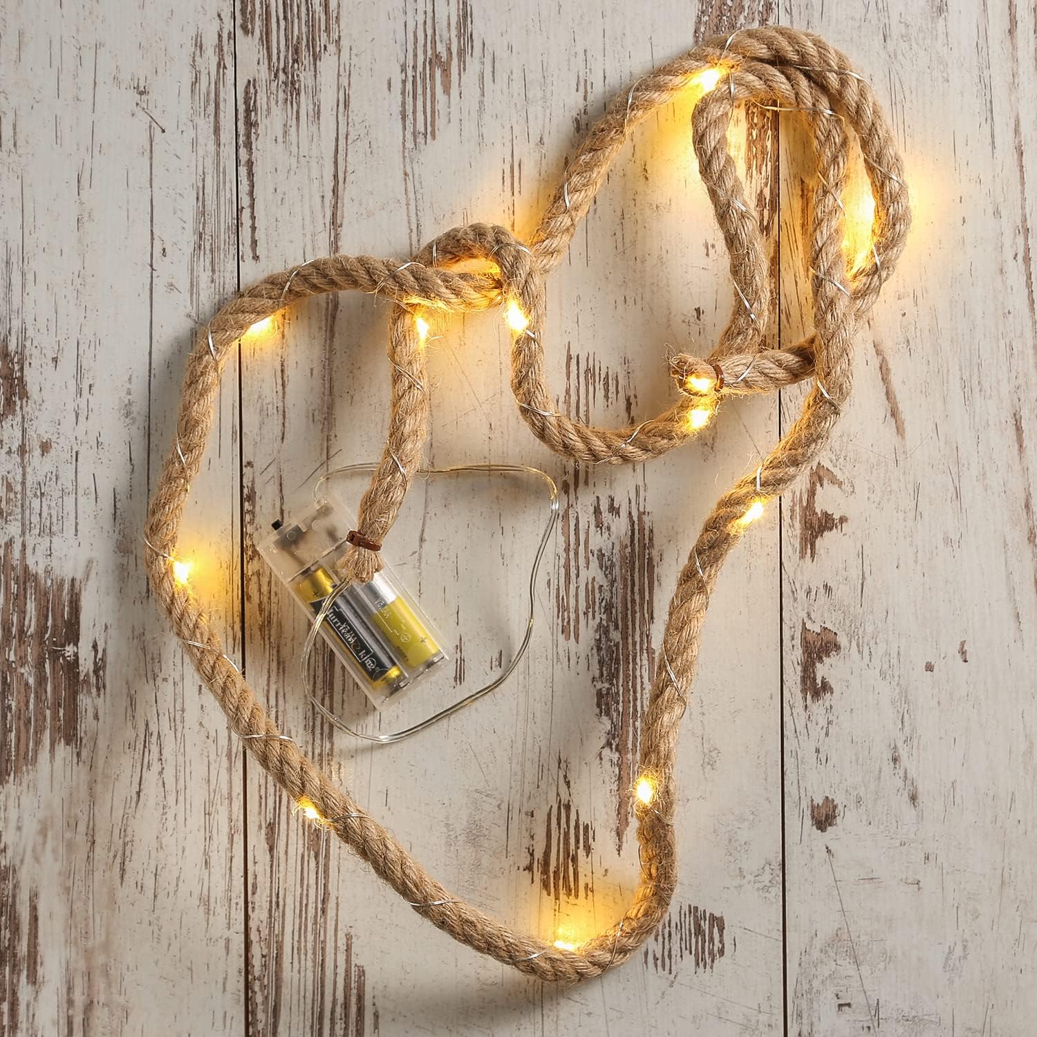 Marelida - Jutta LED Fairy Lights, Jute Rope, Warm White, 1.5M, Battery Operated