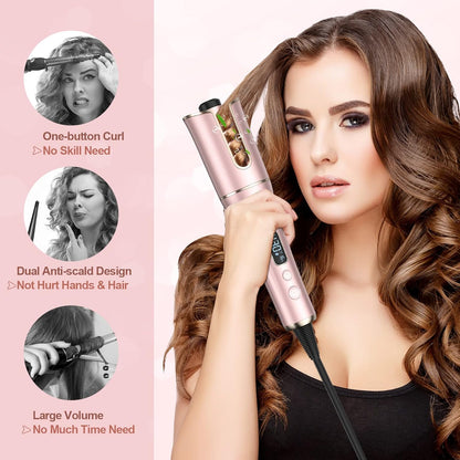 Superduomishu - Automatic Curling Iron With Rotating Barrel & LCD Display