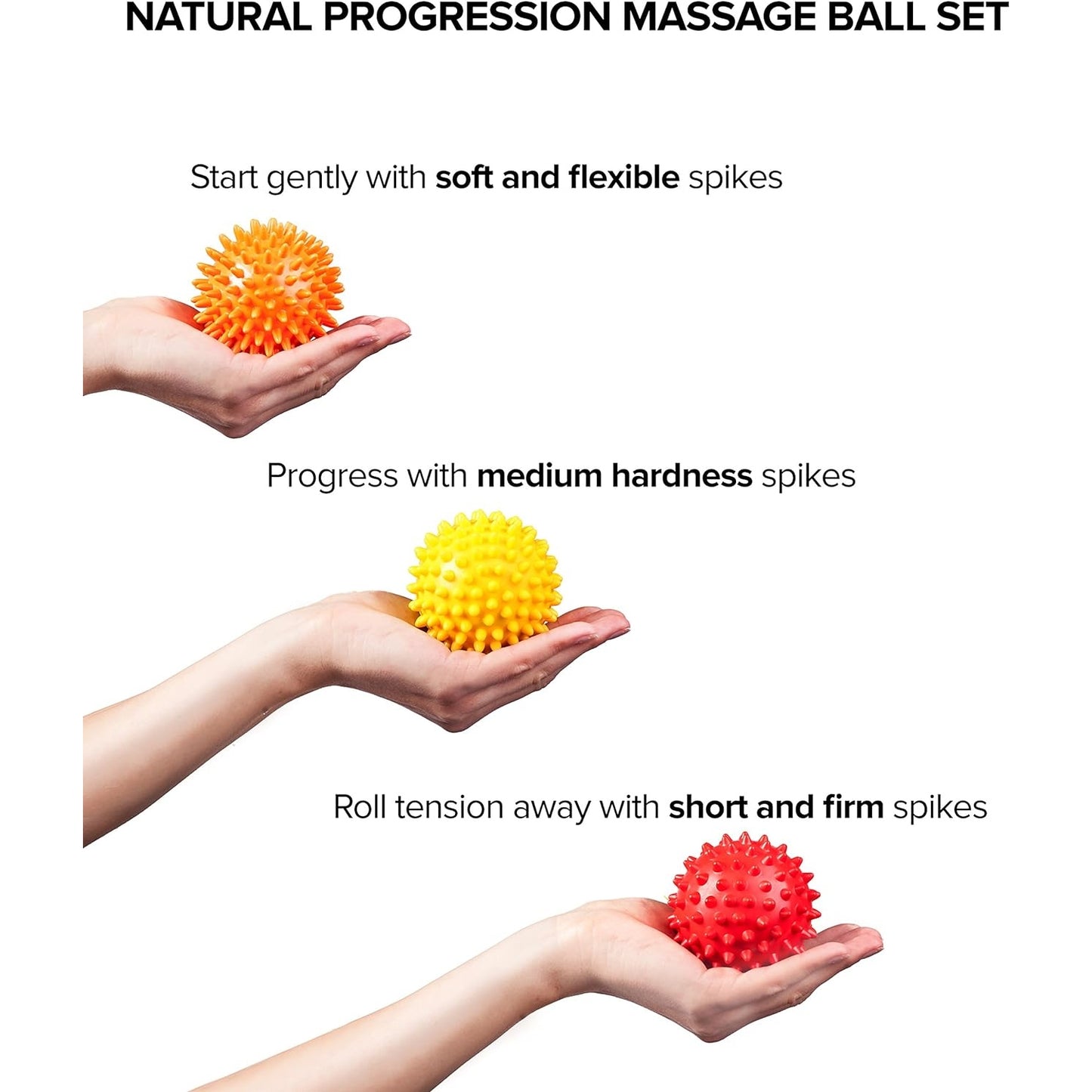 Riknetus - Spiky Massage Balls For Feet, Back, Hands, Muscles - Firm, Medium, Soft