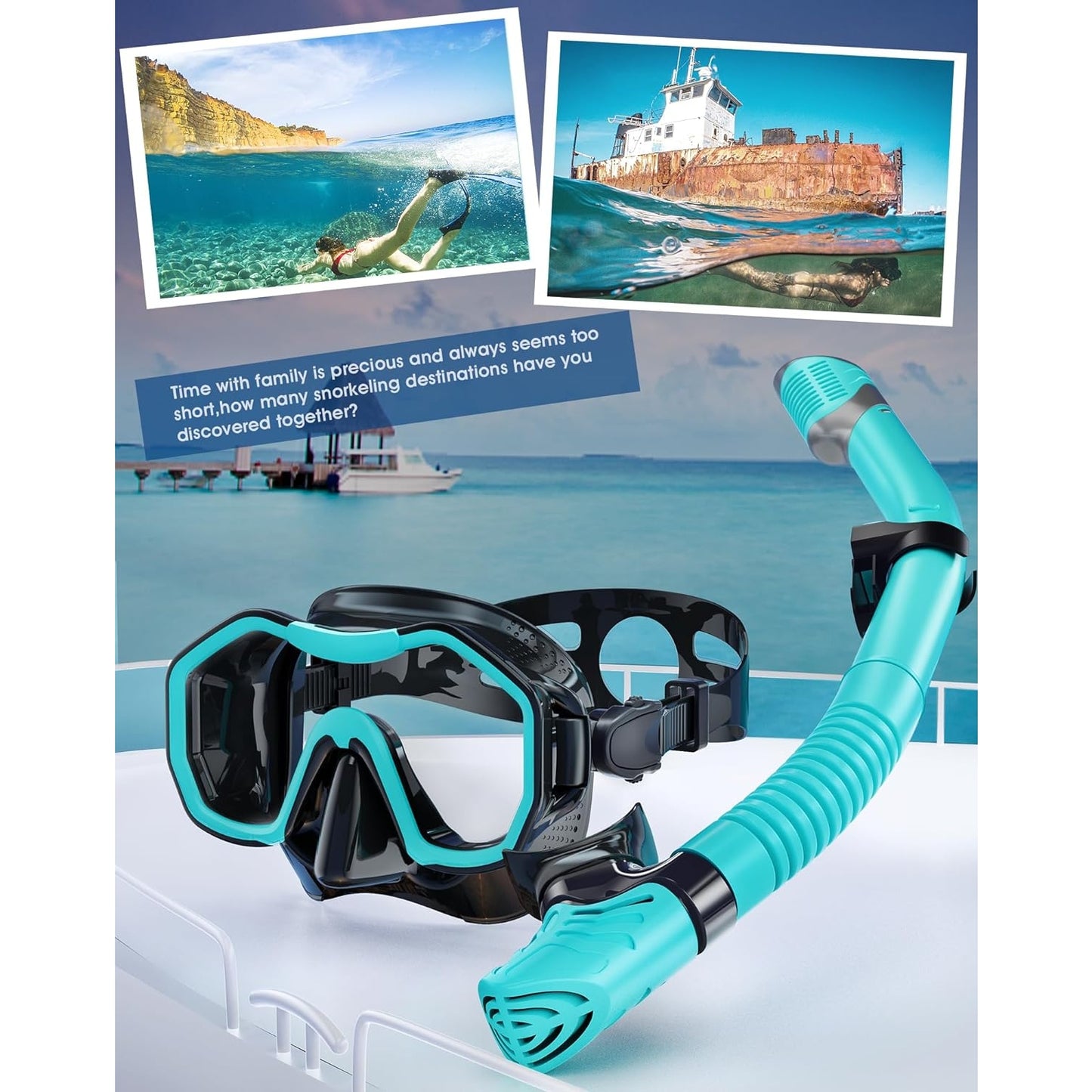 Kwambiri - Dry-Top Snorkel Set With 180Â° Panoramic Diving Mask