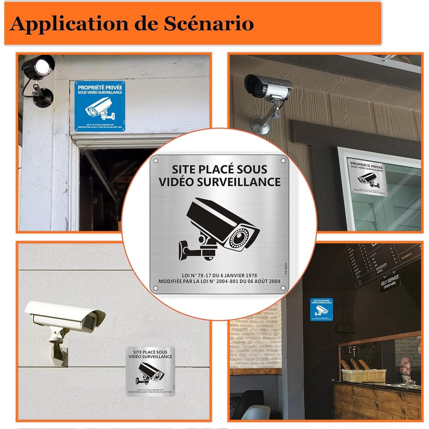 Aerhimiy - Aluminum Surveillance Camera Sign, 15x15 cm, 2-Pack, UV & Water Resistant