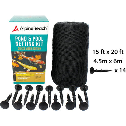 Alpinereach - Koi Pond Netting Kit 4.5M X 6M Black Heavy Duty Mesh Net Cover