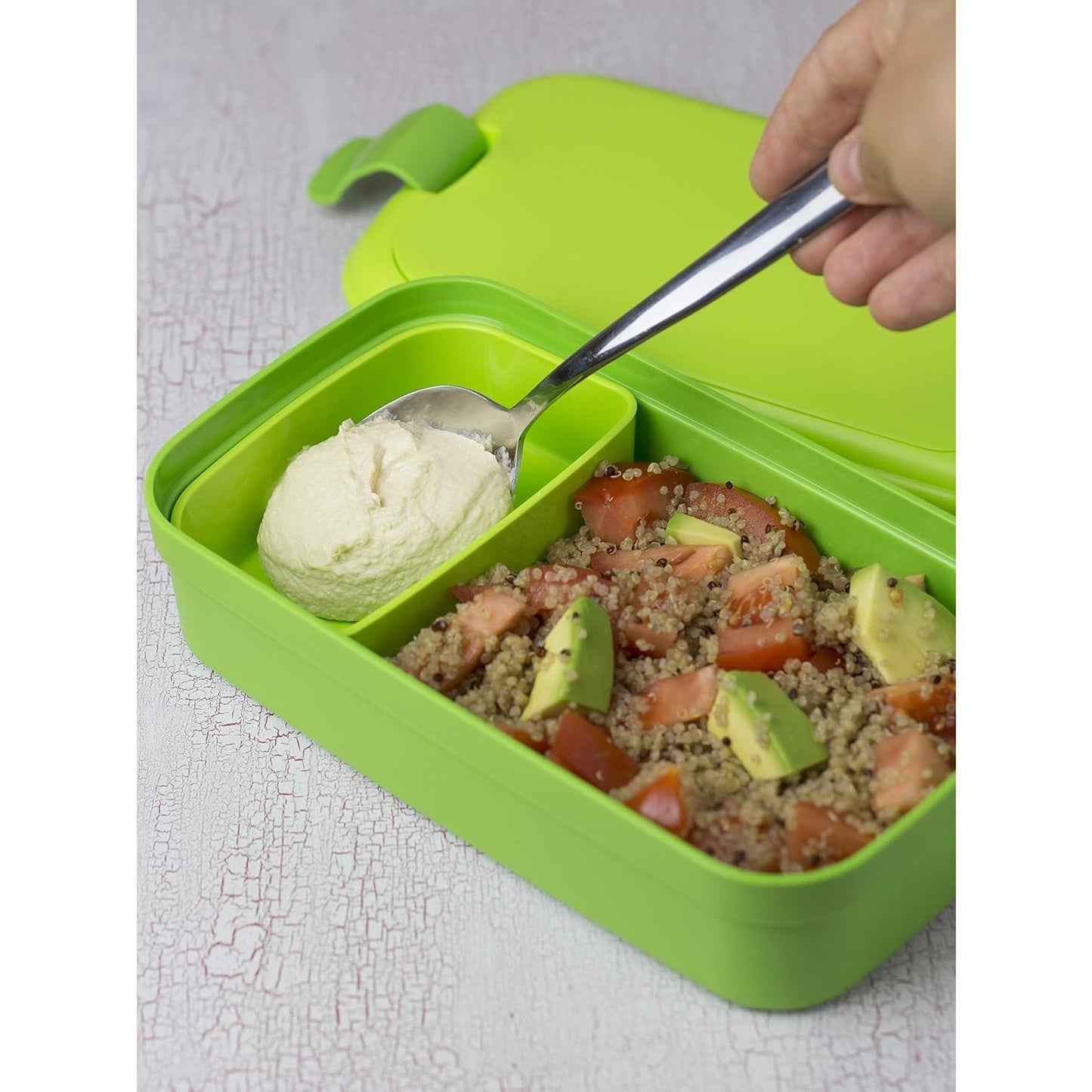 Curver - Lunch And Go Lunchbox With Cutlery, Green, 23.5 X 13.5 X 6.3 Cm