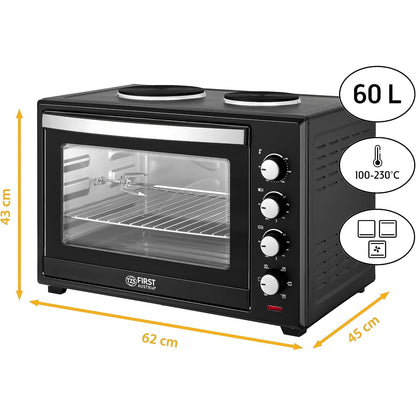 First Austria - 60L Convection Oven With Light & 2 Hot Plates 3400W