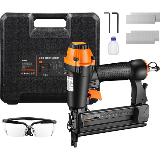 Dsf - Brad Nailer, Pneumatic, 18Ga 2-In-1, 5/8-2 Inch, 200 Nails & Staples