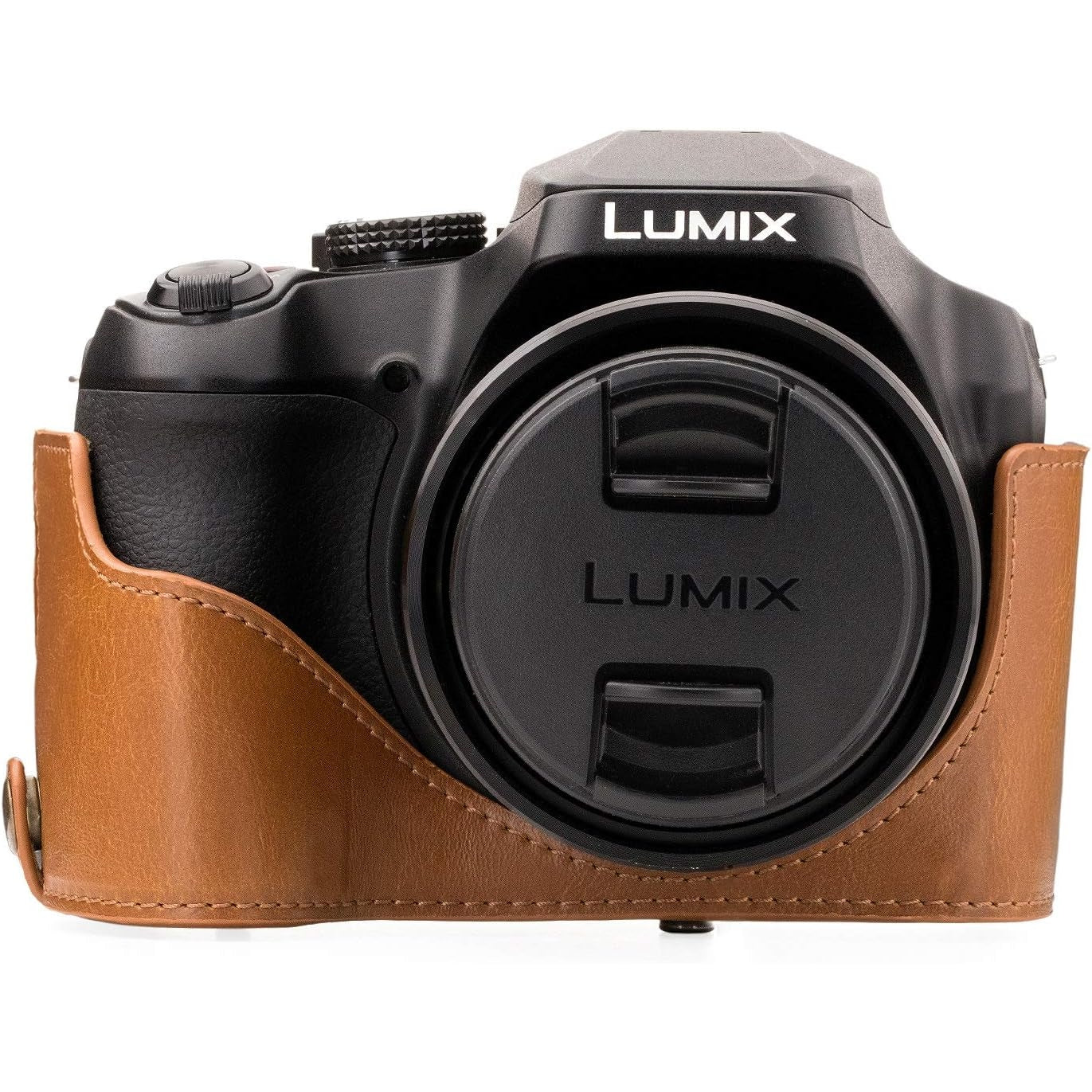 Megagear - Panasonic Lumix Dc-Fz80/Fz82 Leather Camera Case With Strap, Light Brown