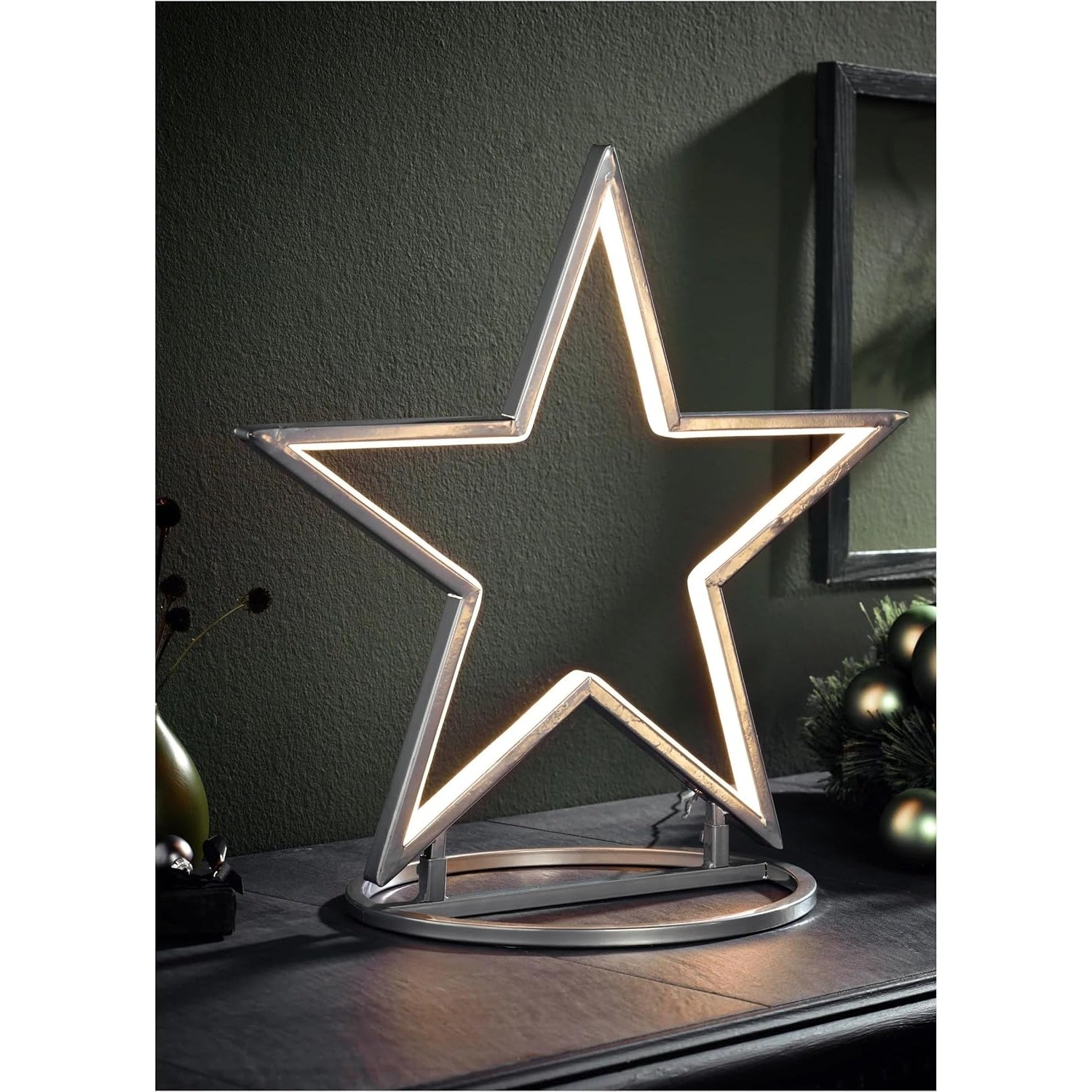 42 North - 18" Outdoor Christmas Star Warm White LED Lighted Star With Timer