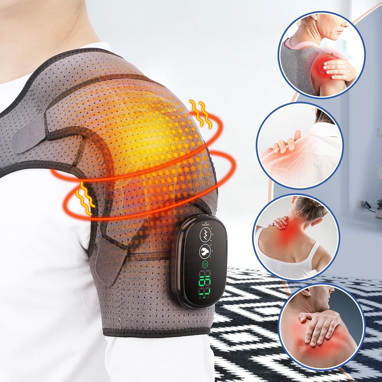 Afdeal - Cordless Heated Shoulder Wrap With Vibration