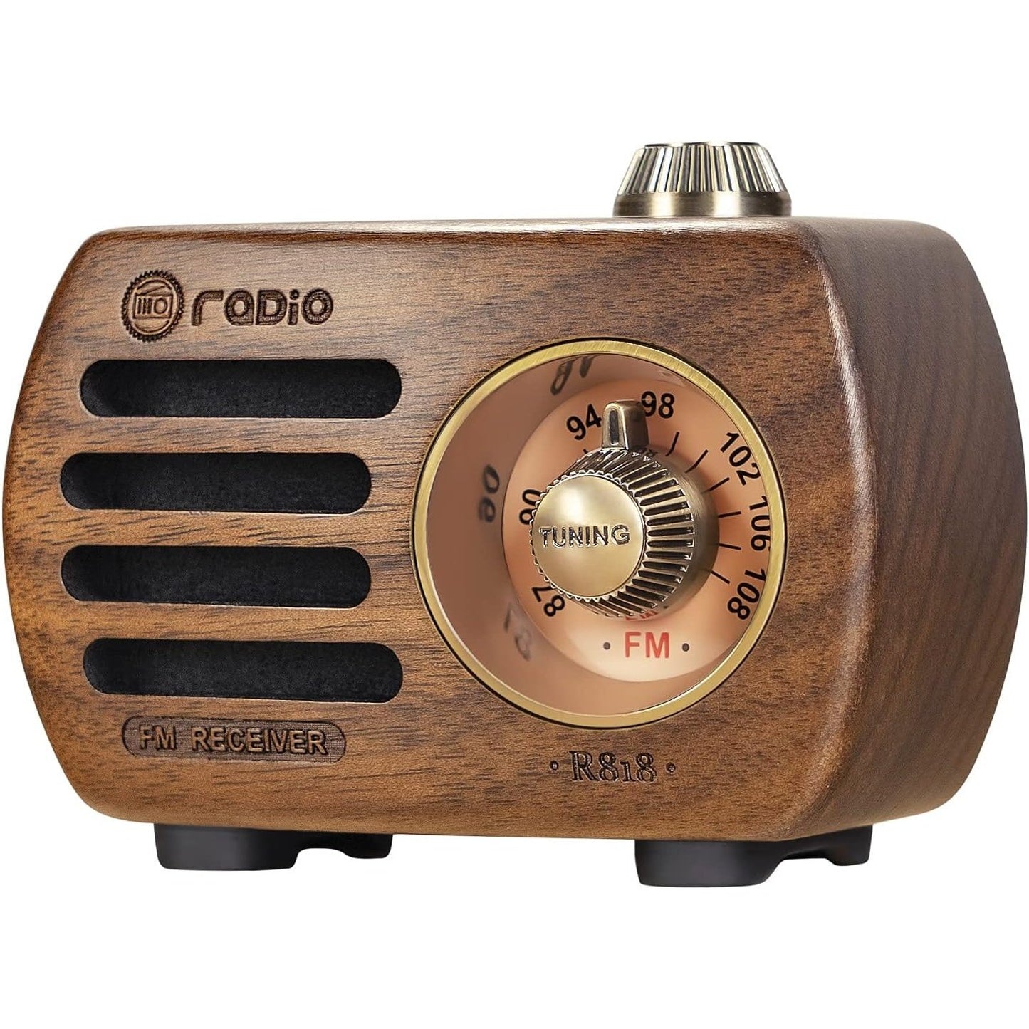 Prunus - Wood Retro Bluetooth Mini Portable Vintage Radio Speaker, Rechargeable, Walnut