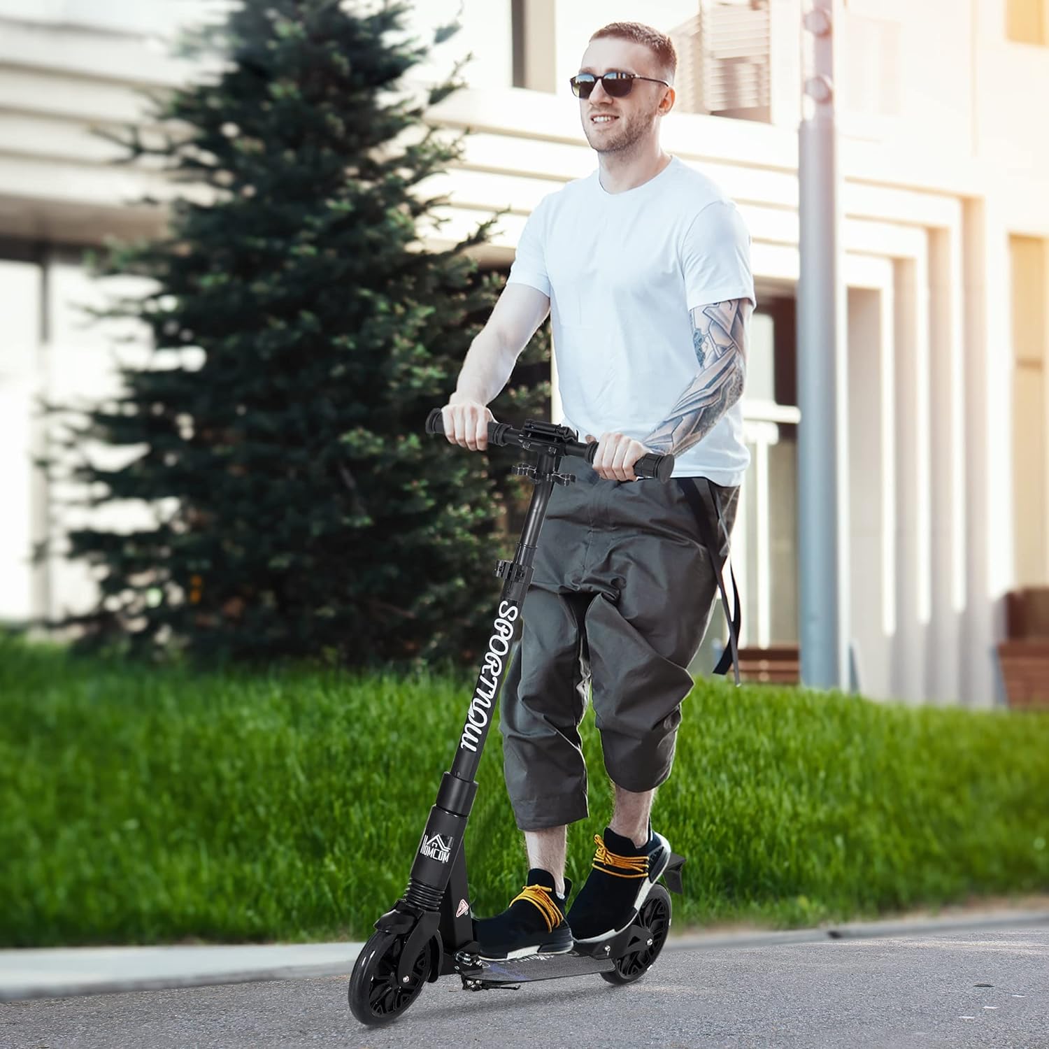 Mh Handel Gmbh - Homcom Adjustable Kick Scooter with Shock Absorber System, Black