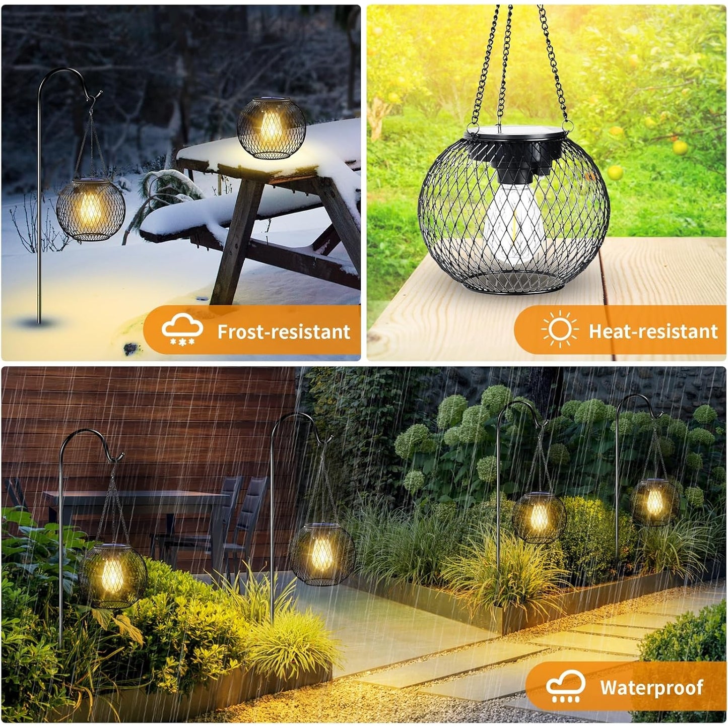 Ubright - Solar Outdoor Hanging Lanterns Waterproof Decorative Lights