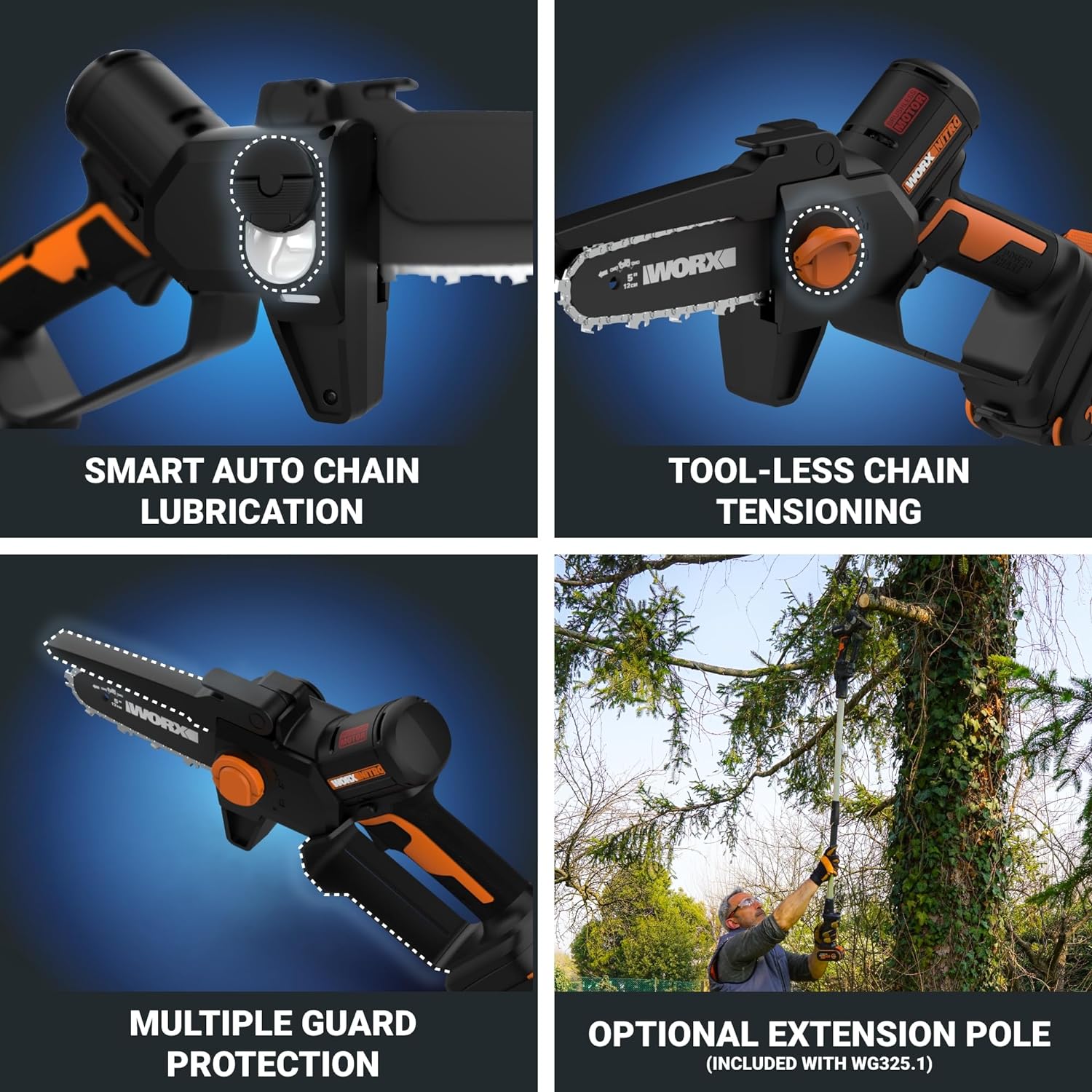 Positec Technology (China) Co., Ltd. - Worx 20V Cordless 5" Pruning Saw, Brushless Mini Chainsaw