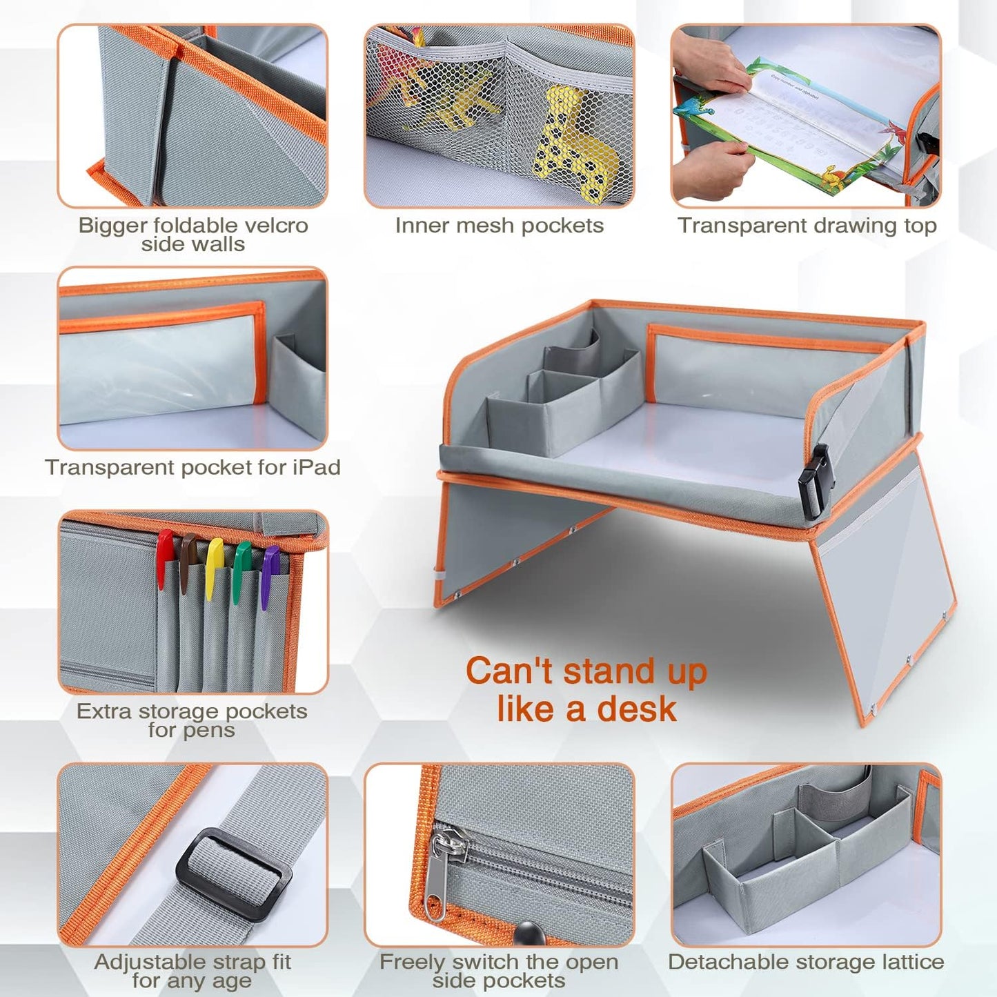 Jojoin - Kids Travel Tray & Car Organizer With Drawing Paper & Pens