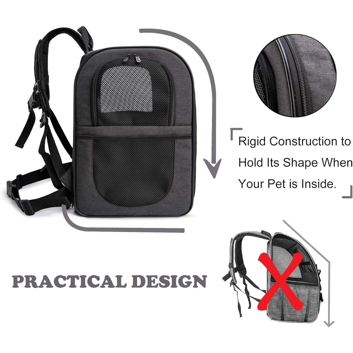 Apollo Walker - Pet Carrier Backpack for Cats and Dogs with Safety Features (Black)