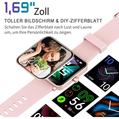 Zoskvee - Smart Watch With Heart Rate & SpO2 Monitor, 1.69" HD Touch Screen