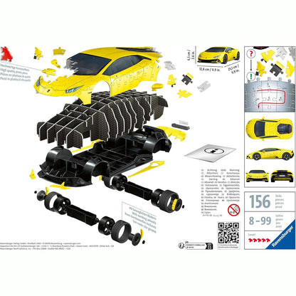 Ravensburger - 3D Lamborghini HuracÃ¡n Evo Yellow Puzzle, 108 Pieces