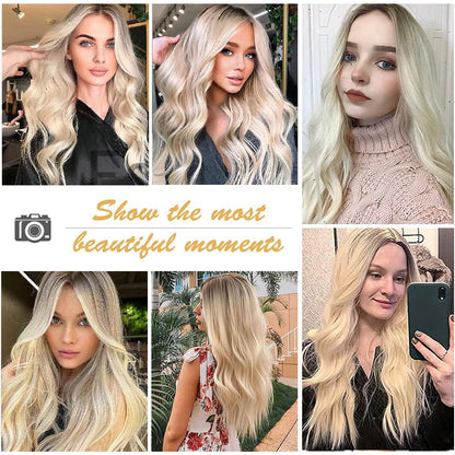 Esmee - 26" Blonde Ombre Synthetic Wig With Dark Roots