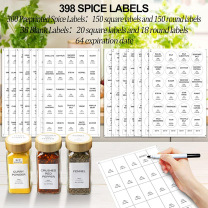 Aisiprin - 24 Pcs Glass Spice Jars With Bamboo Lids, Labels, Shaker Lids, Funnel