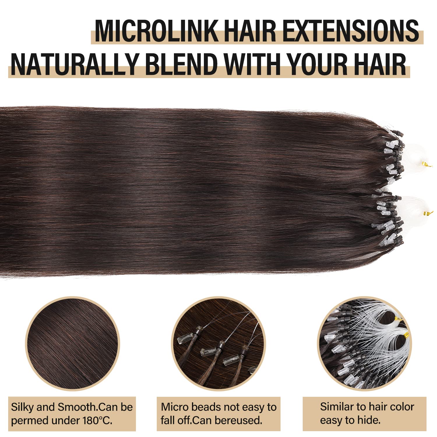 Sisily - Micro Loop Dark Brown Remy Human Hair Extensions