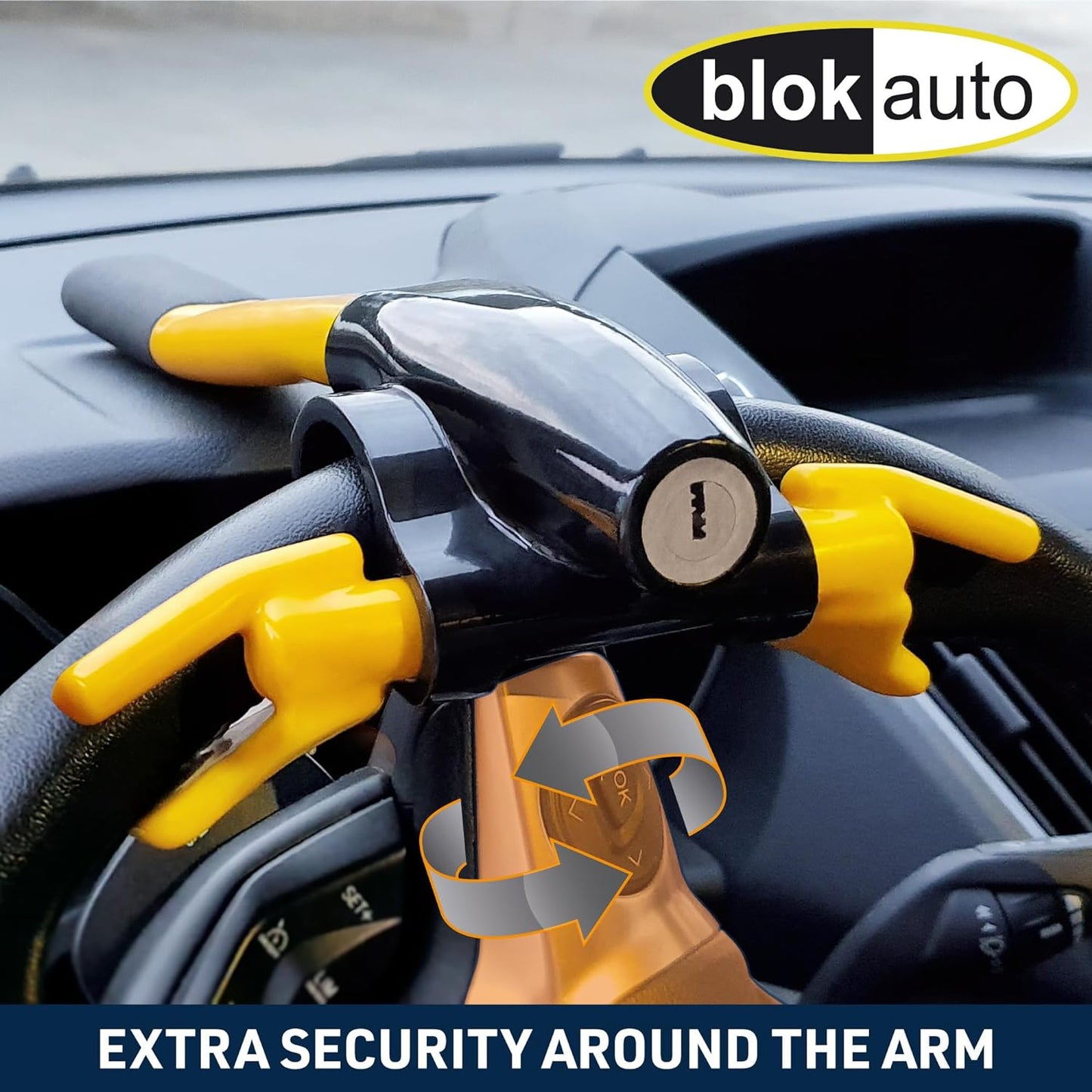 Artago Secure - Blokauto 9595 Steering Wheel Lock, Universal, Rotative, Visible