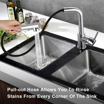 Peppermint - Kitchen Taps With Pull Out Spray Chrome Single Lever 360Â° Swivel Faucet