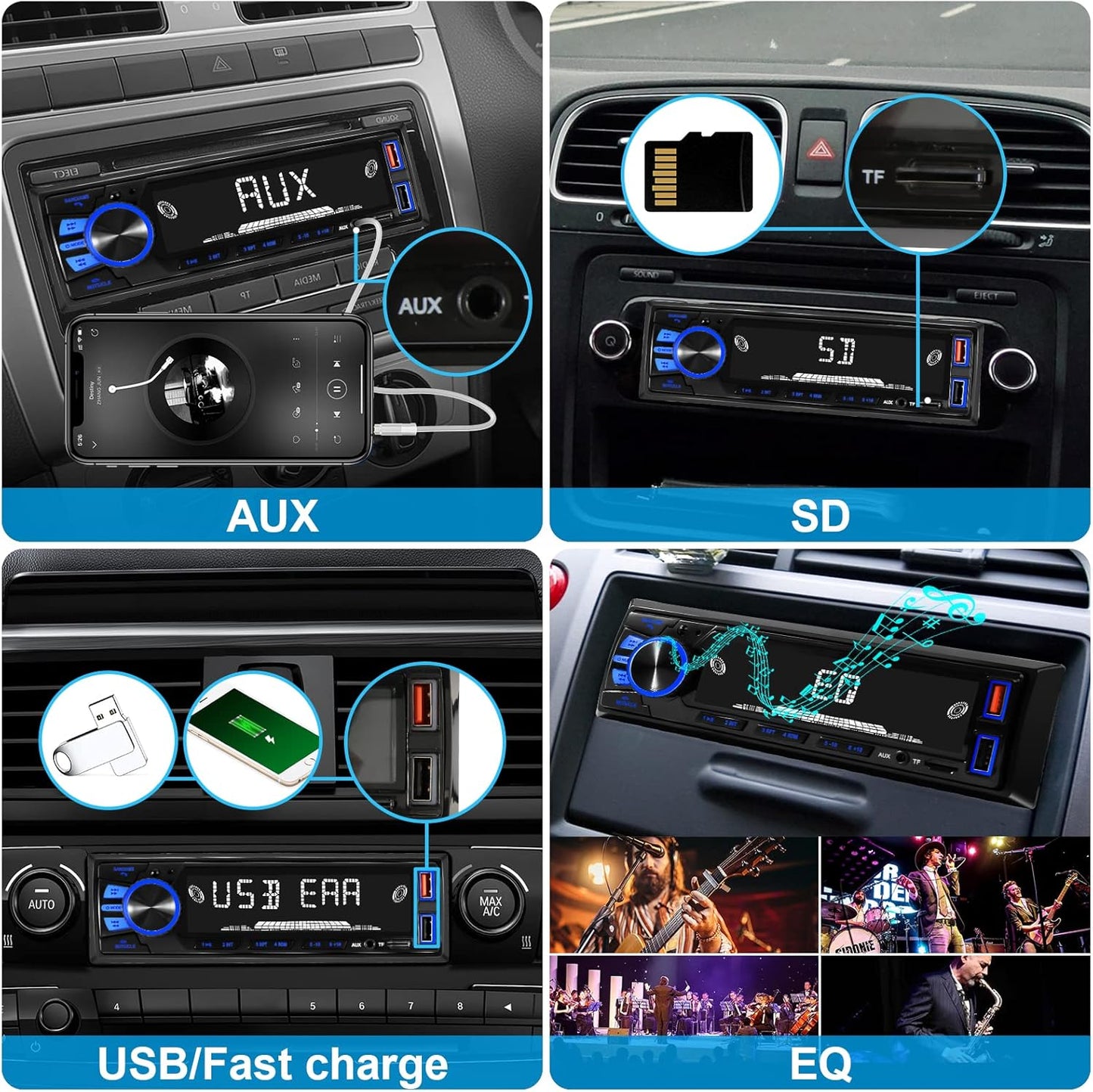 Reakosound - Car Radio Bluetooth Single Din Stereo With Handsfree & App Control