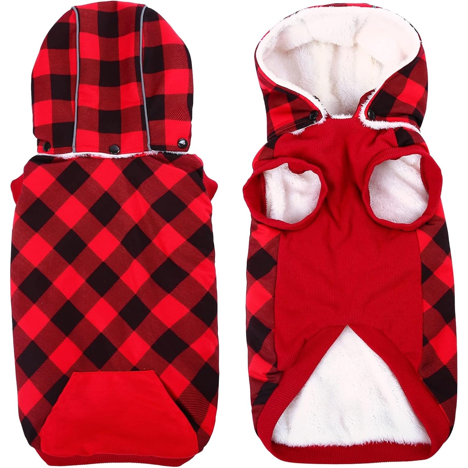 Hjumarayan - Dog Jacket Extra Small With Harness Hole Warm Winter Coat (Red XXS)