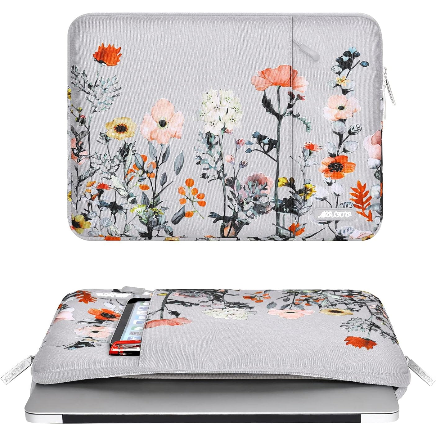 Mosiso - Laptop Case for MacBook Air/Pro 13 Inch, Garden Flowers, Grey